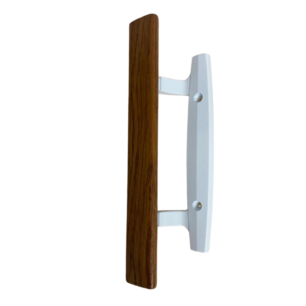 (DH-207-W) Wood Grip Pull Handle for Sliding Door, 3-15/16" Hole Space - White - Garage and Sliding Door Hardware